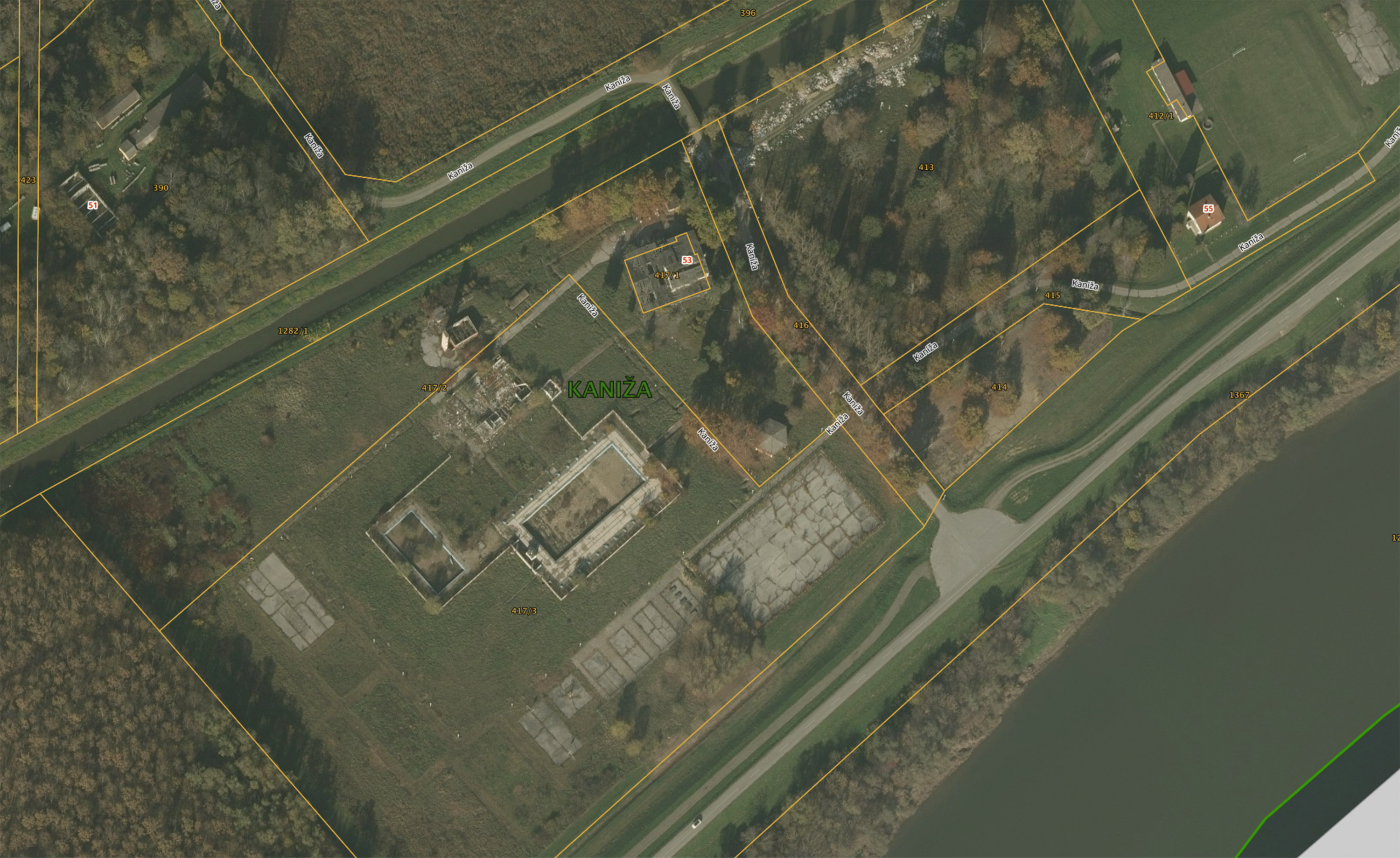 Cadastral view of connected parcels
